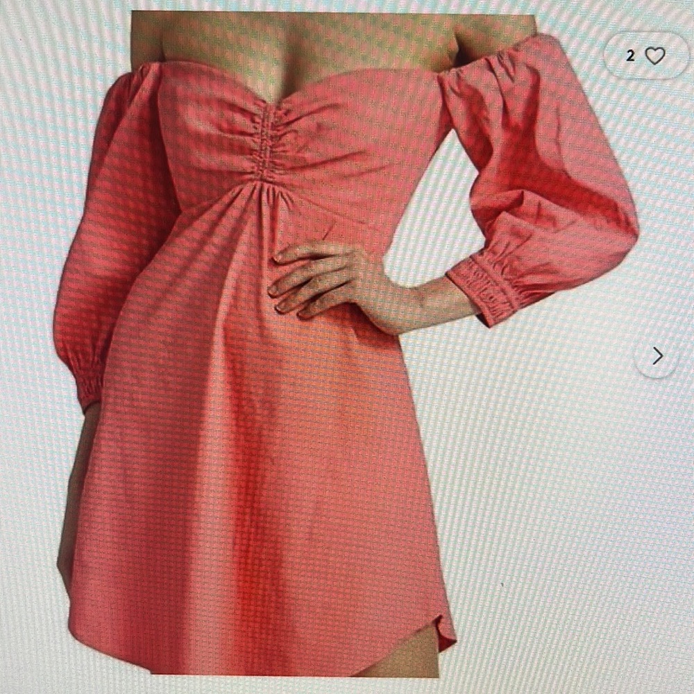 A.L.C. Mila off-the-shoulder linen dress in Lychee